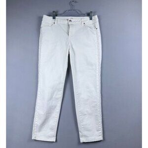 W62 Cropped Jeans Signature Fit Womens Size 12 Mid Rise Side Lace White